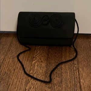 Elegant Black Satin Clutch Bag